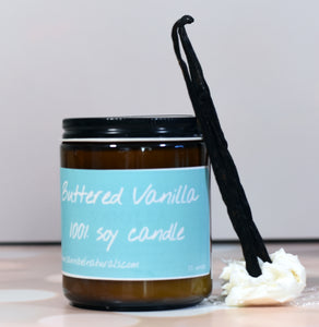 Buttered Vanilla Soy Candle in Amber Jar