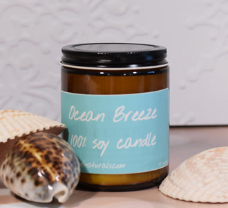 Ocean Breeze Soy Candle in Amber Glass