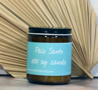 Palo Santo Soy Candle in Amber Glass Jar